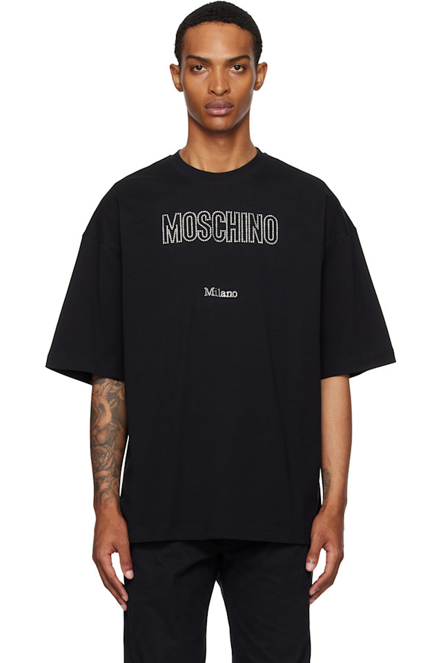 

Органическая декорированная футболка Moschino, черный
