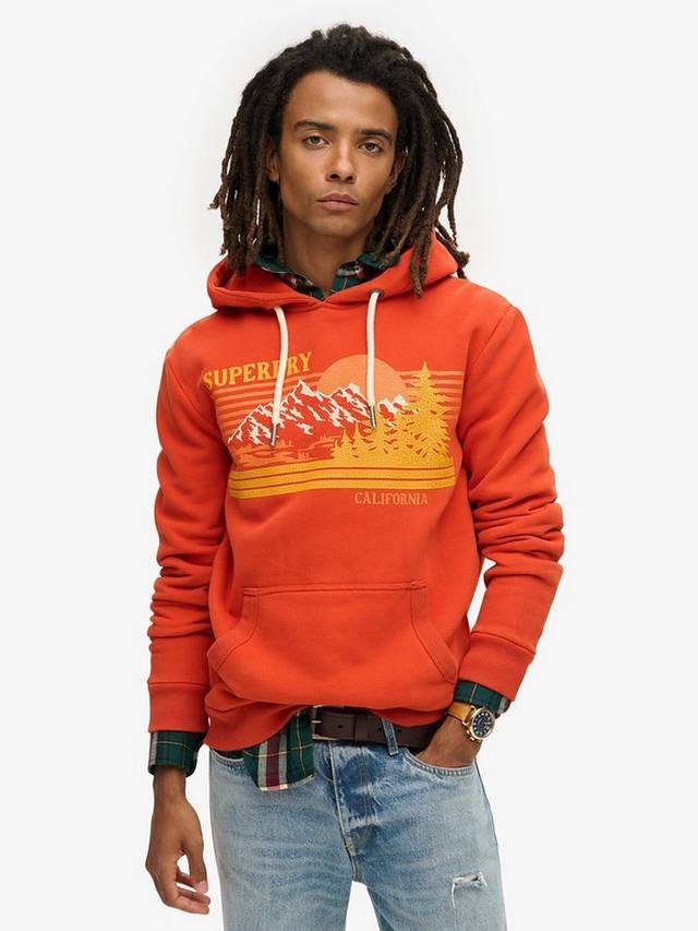 

Уличная толстовка в графическую полоску с капюшоном Superdry, цвет Rust Orange