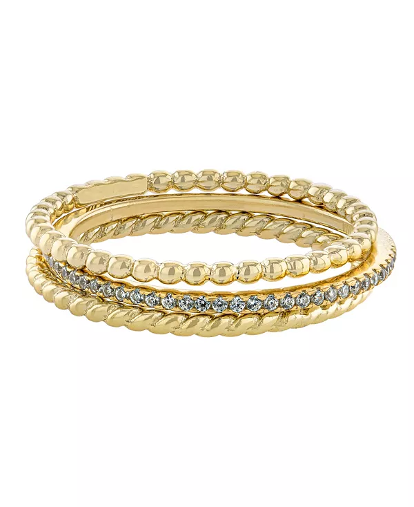 

Три кольца из кубического циркония и витых бусин, выполненные из золота и стерлингового серебра. Macy'S, gold