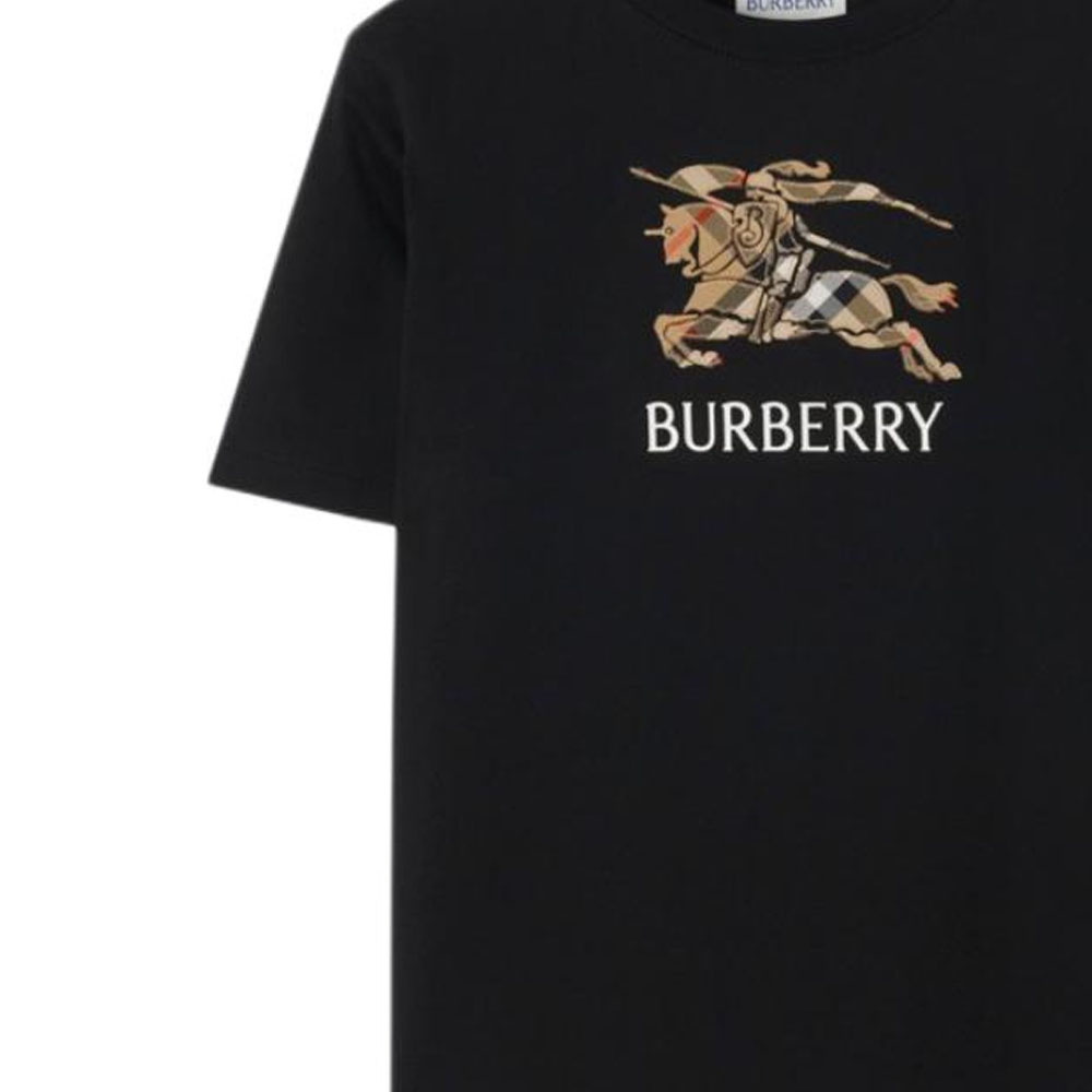 Детская футболка с круглым вырезом, средней толщины Burberry, черный — фото 4