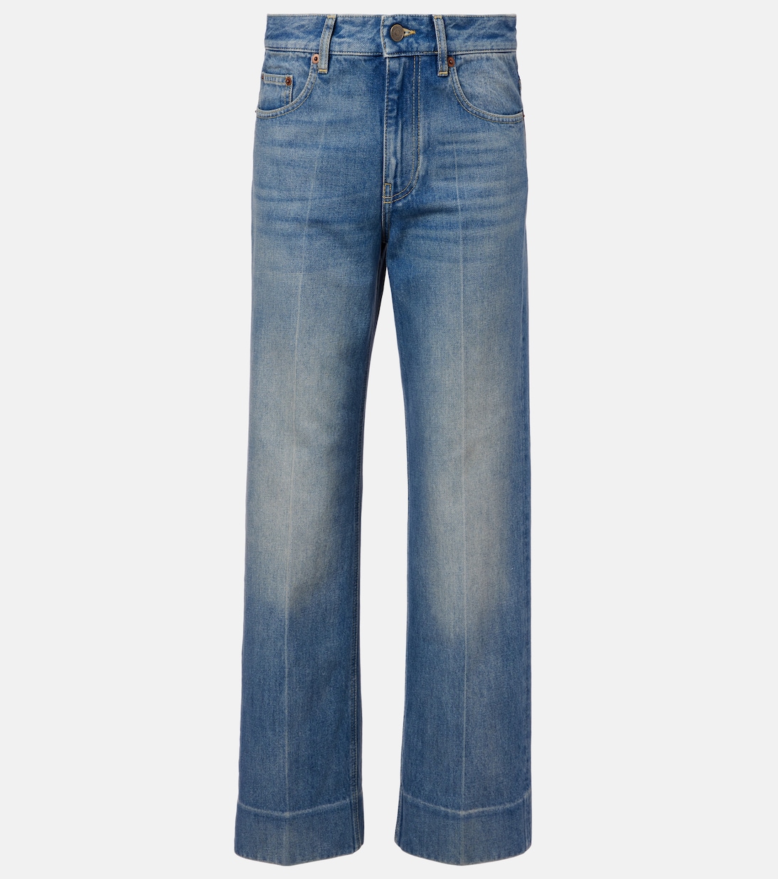 

Выцветшие джинсы с широкими штанинами Valentino, Medium Blue Denim