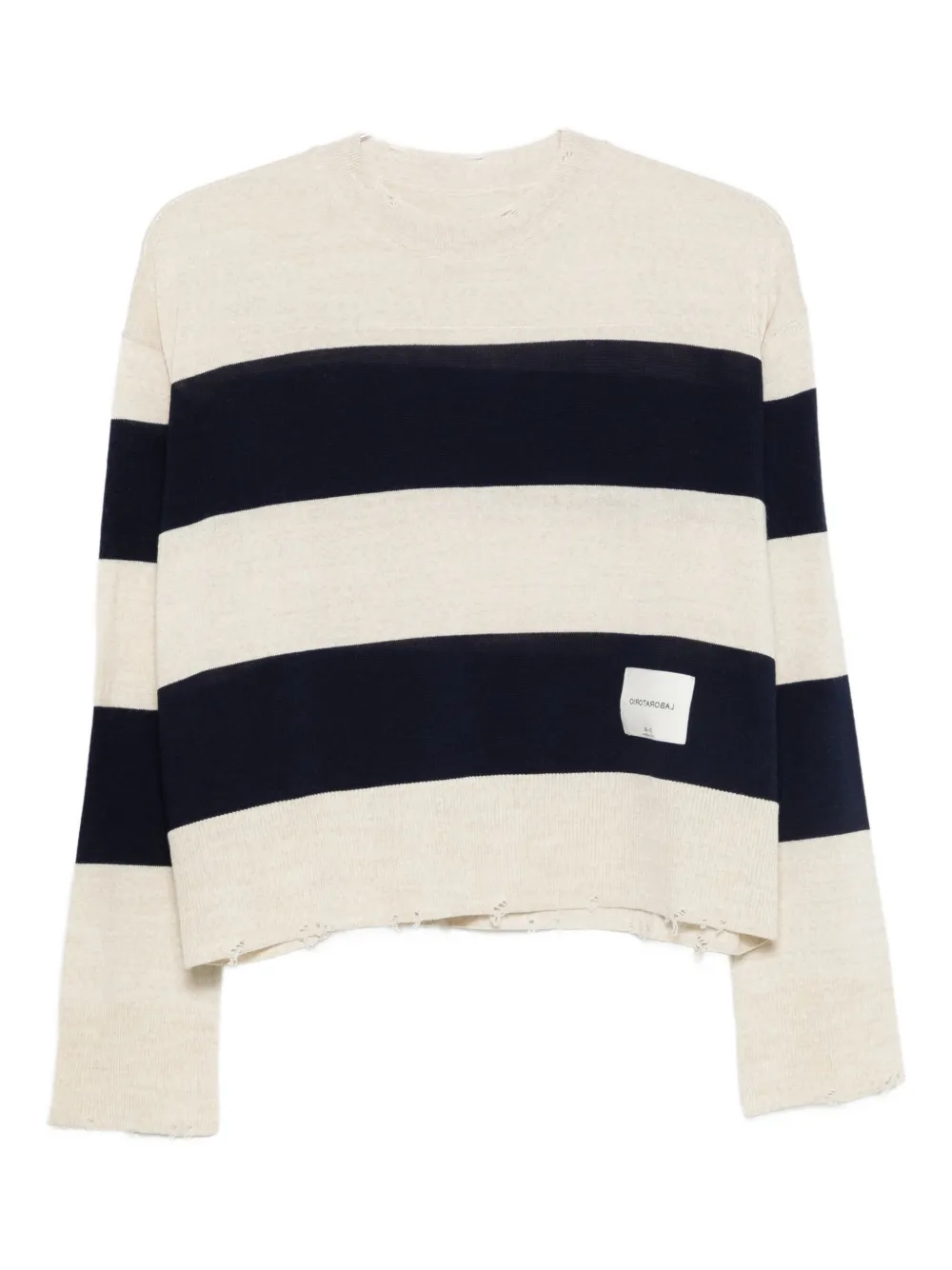 

Полосатый вязаный свитер с необработанными краями Laboratorio Capri, нейтральный