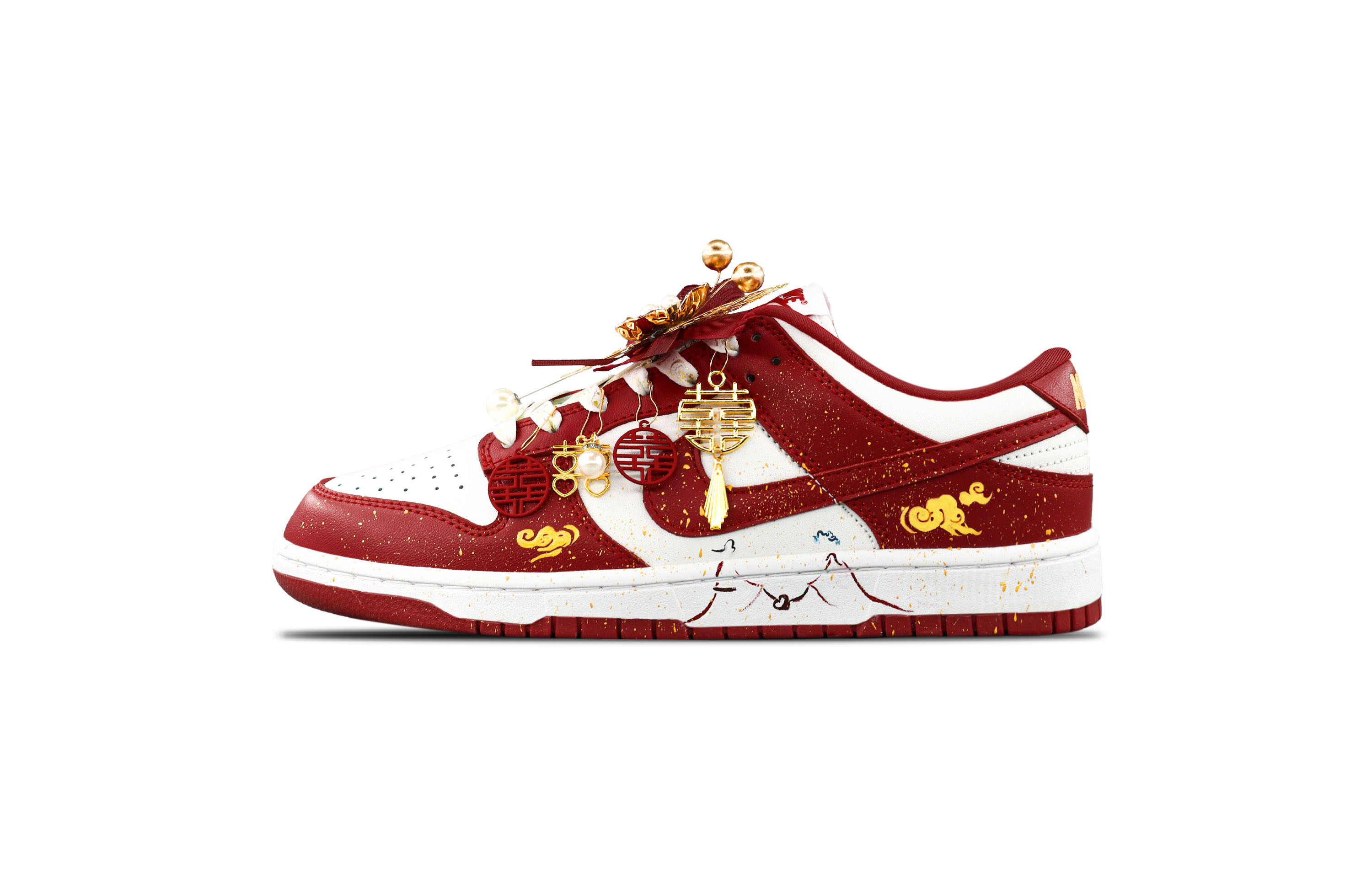 Nike Кроссовки для скейтбординга Dunk унисекс, низкие, белые/красные