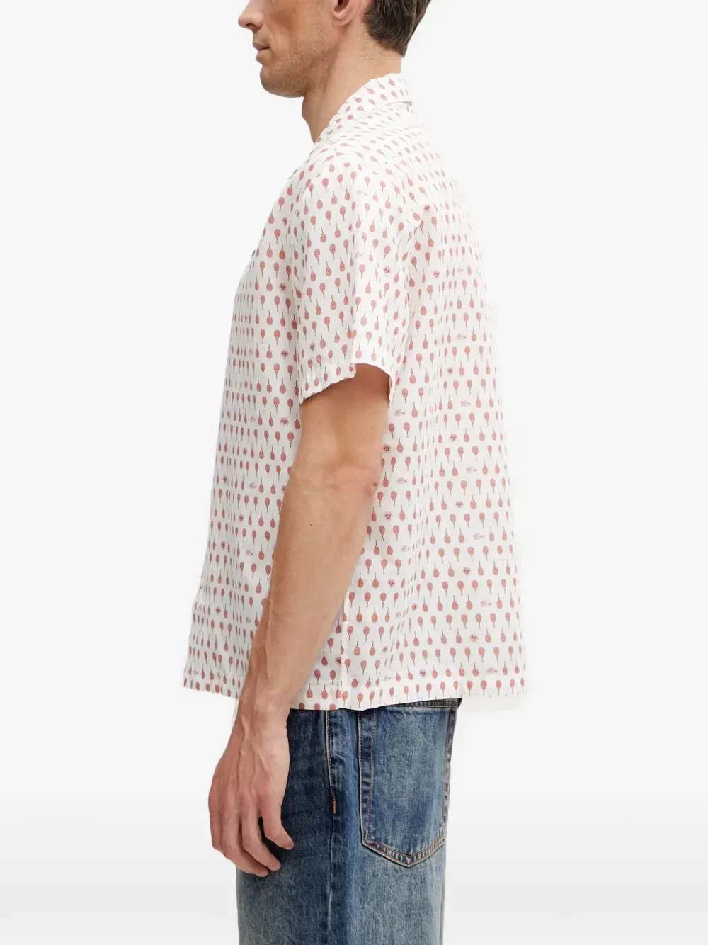 Рубашка с принтом теннисной ракетки Lacoste X Roland Garros, белый — фото 3
