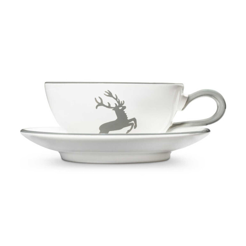 

Чашка чайная Grey Deer гладкая 0,17 л Gmundner Keramik, белый/серый
