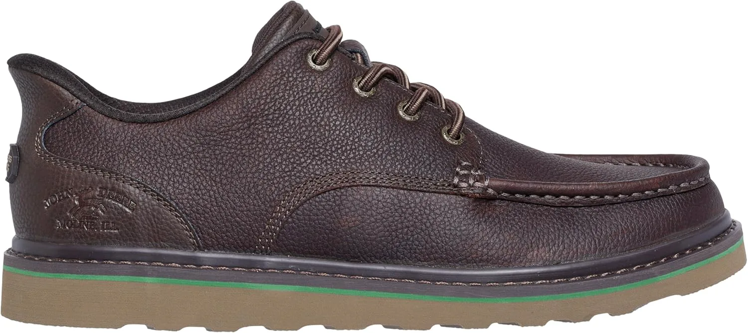Мужские кожаные мокасины Skechers John Deere Brockman с эластичной застежкой, красный/коричневый — фото 2
