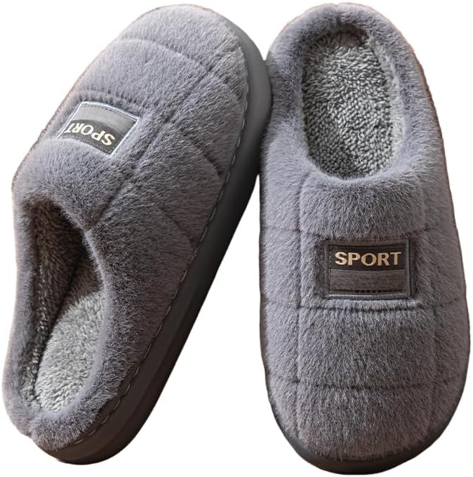 

Мужские уютные домашние и тапочки Hhhchpm - нескользящие, мягкие, теплые и прочные с подошвой из TPR, темно-серый