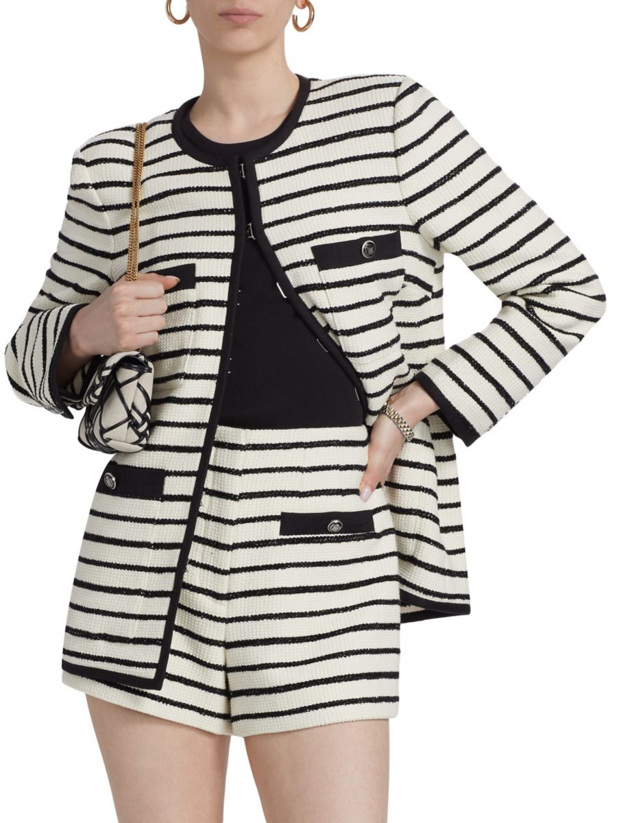 

Куртка Foster Striped Dickey Veronica Beard, цвет Ivory Black, Черный, Куртка Foster Striped Dickey Veronica Beard, цвет Ivory Black