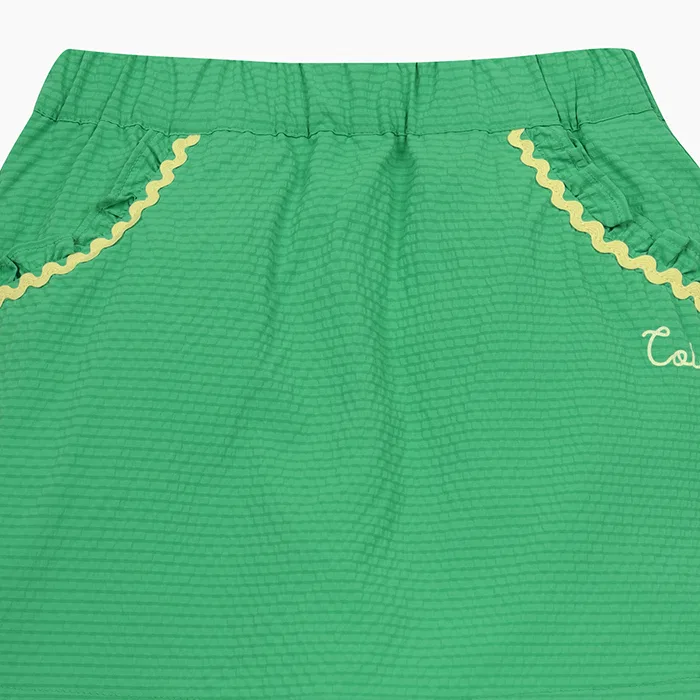Детские юбка-брюки из сирсакера зелёные от Benetton Kids — фото 3