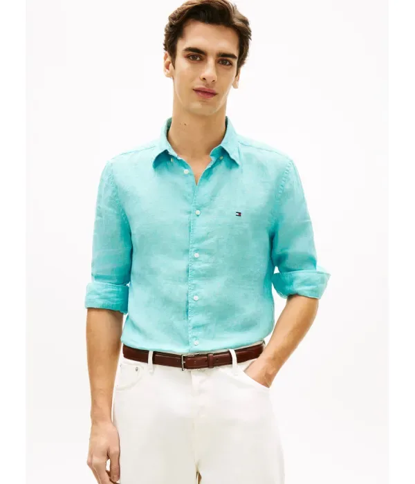 Льняная рубашка regular fit Tommy Hilfiger, морской
