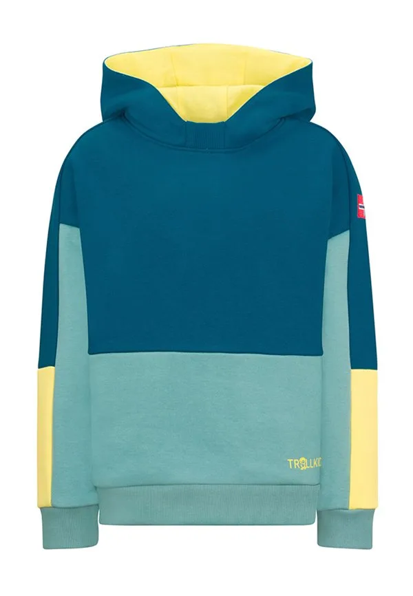 Детский круглый свитер худи Trollkids, Atlantic Blue Dusky Turquoise