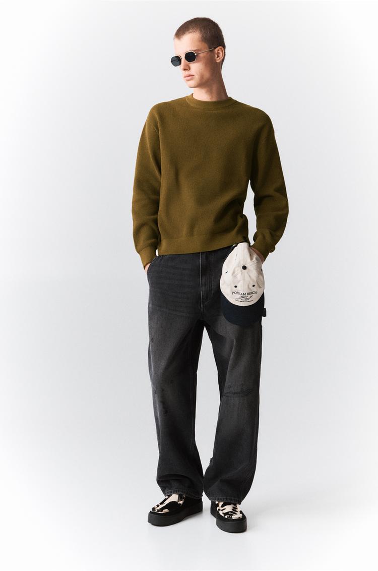 

Джемпер вафельной вязки Pull And Bear, зеленый