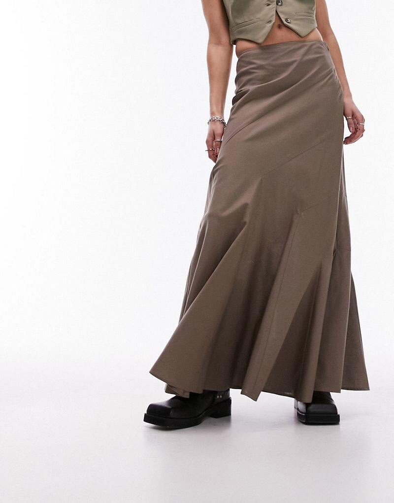 Многоярусная юбка-миди Topshop в цвете Taupe