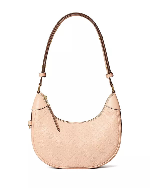 

Сумка-Полумесяц из кожи с монограммой Т Tory Burch, розовый