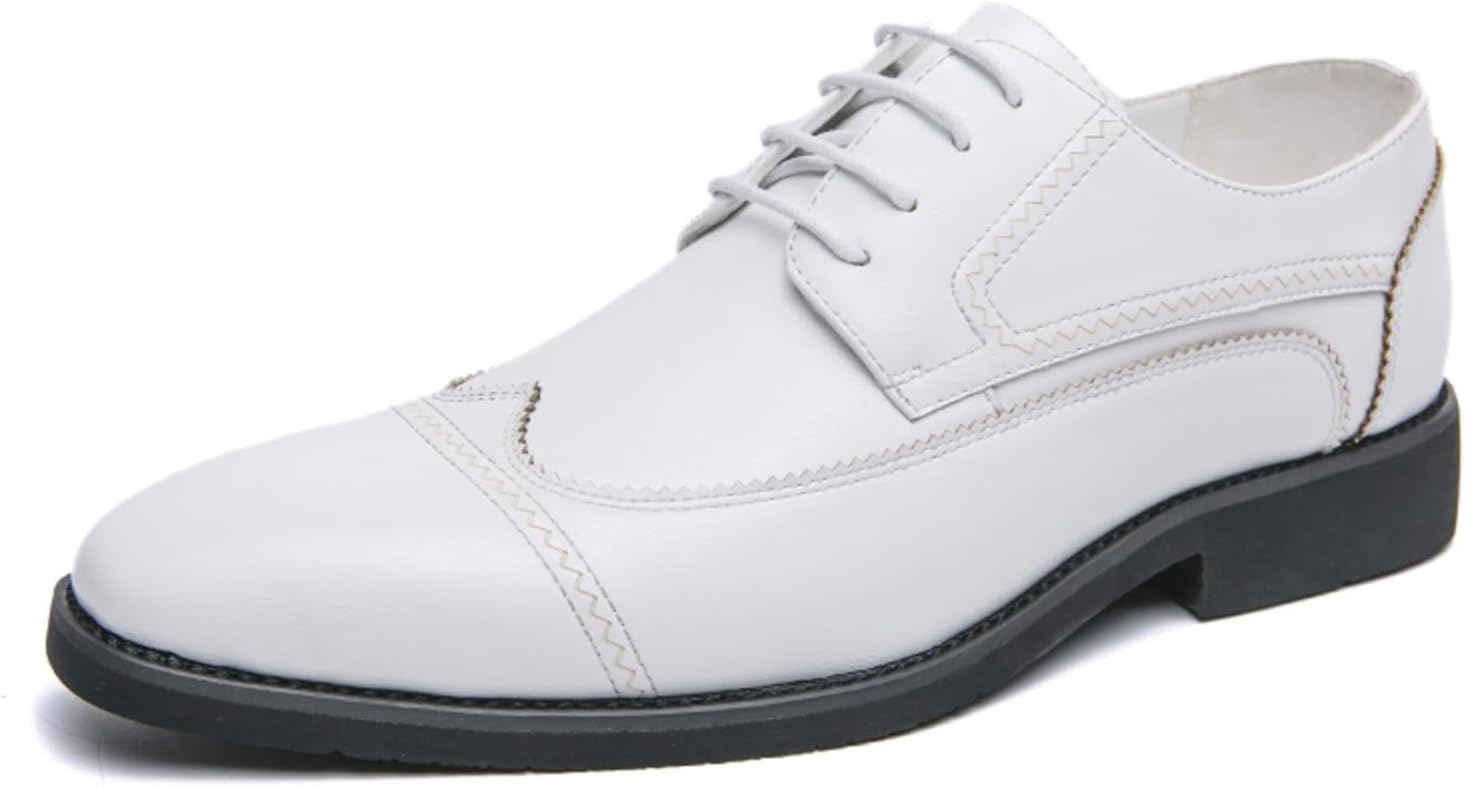 

Мужские оксфорды с двухцветной искусственной кожей, шнуровкой, заостренным носком и крылышками, формальная деловая обувь Foapts, белый