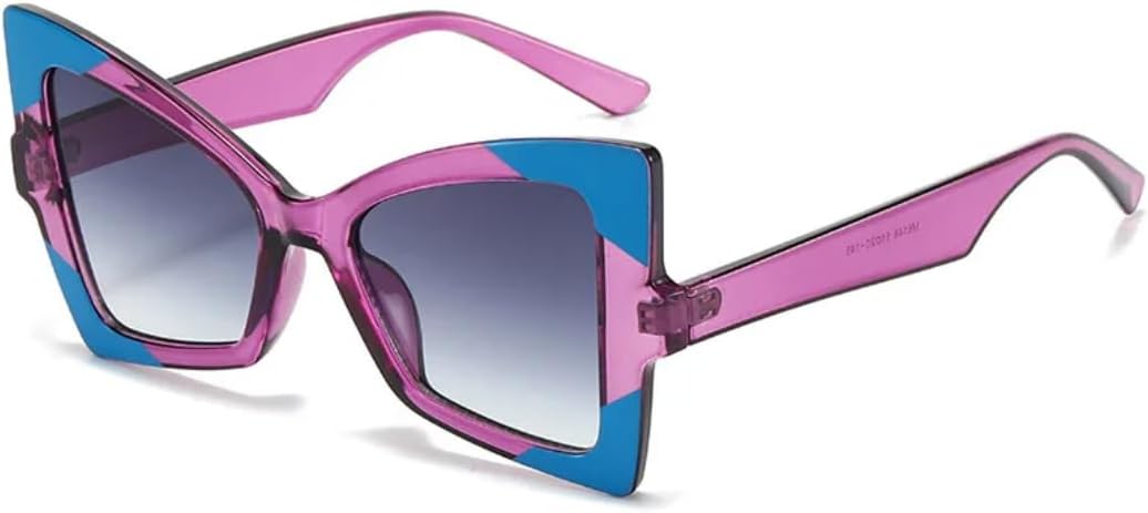 

Ретро-солнцезащитные очки с градиентным леопардовым принтом «кошачий глаз» для женщин, контрастная оправа, панк-стиль, солнцезащитные очки для мужчин с защитой от УФ-излучения UV400 SZVVBKK, Blue Purple Grey