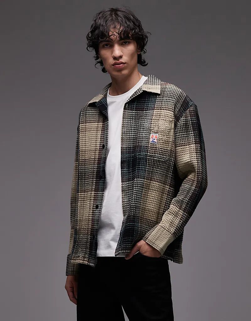 

Рубашка Wrangler Casey Jones с длинными рукавами и вафельным узором в зеленую клетку