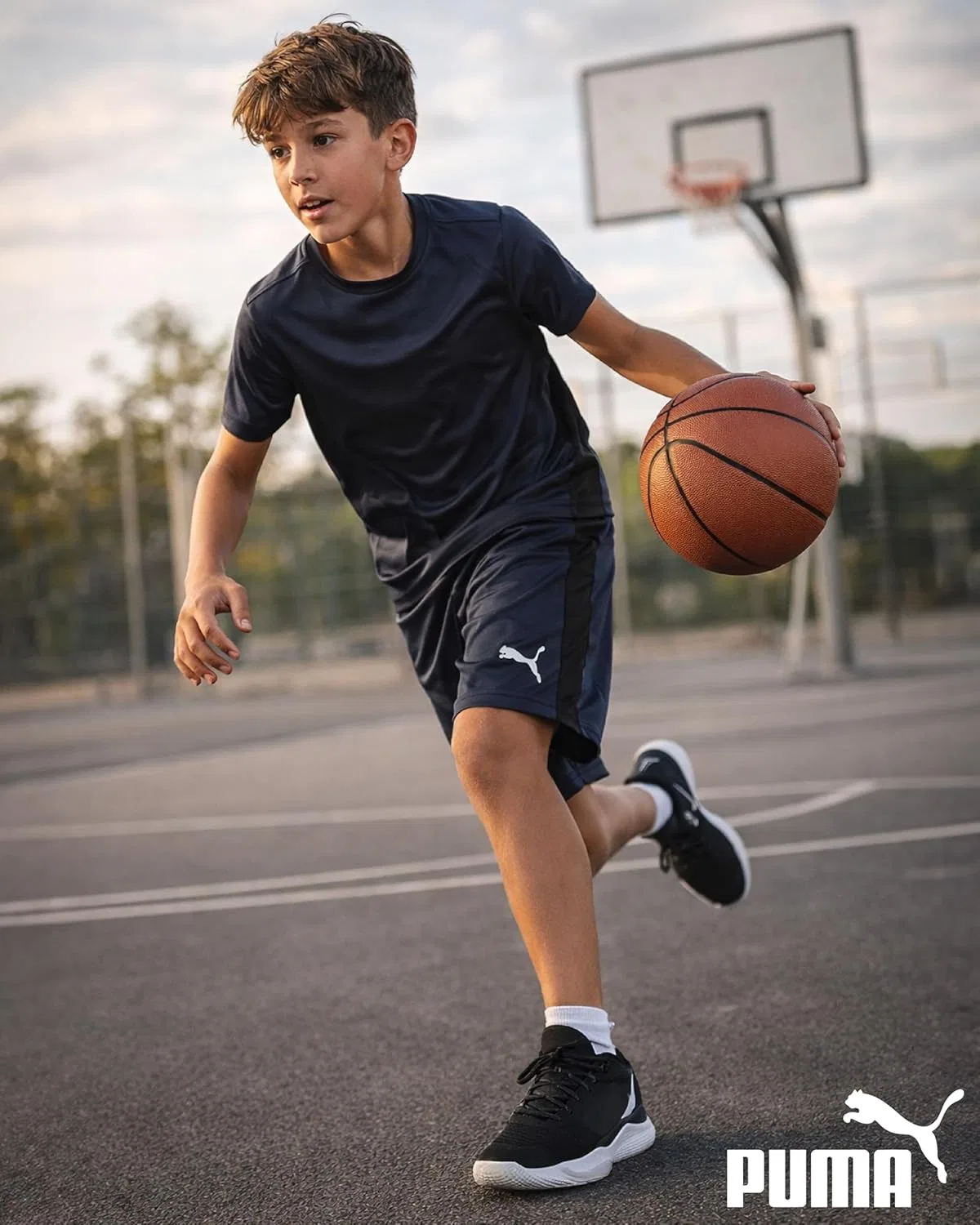 Детские спортивные шорты PUMA для мальчиков - быстросохнущие, дышащие, из трикотажа интерлок, с карманами (размеры: 4-20), Coal — фото 2