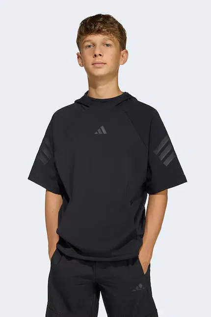 Худи детское с капюшоном Adidas, черный — фото 4