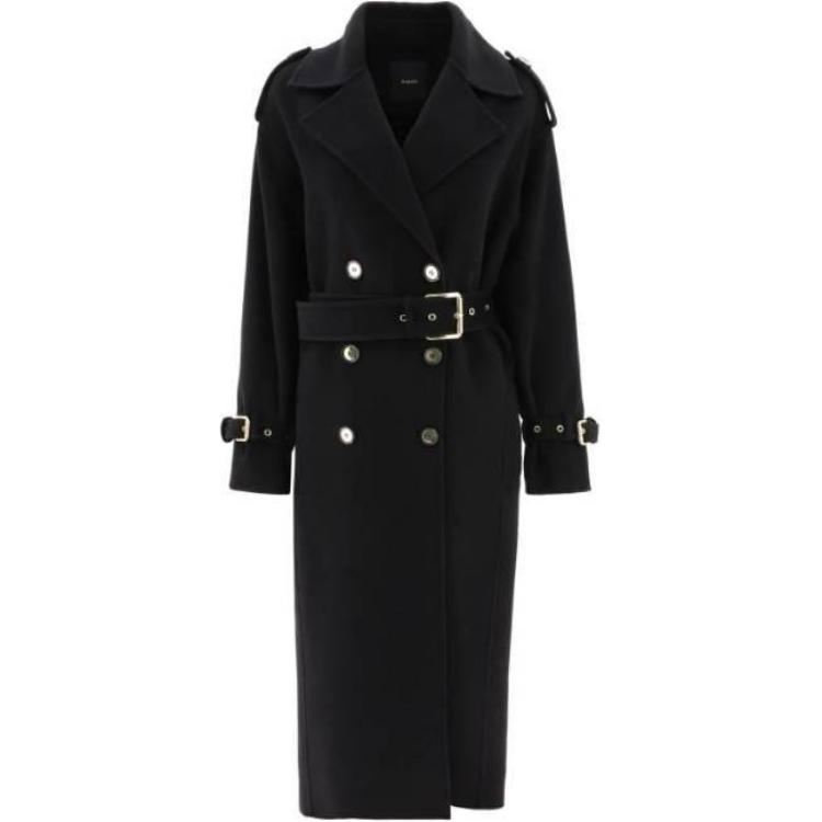 

PINKO Двубортное шерстяное пальто, Black