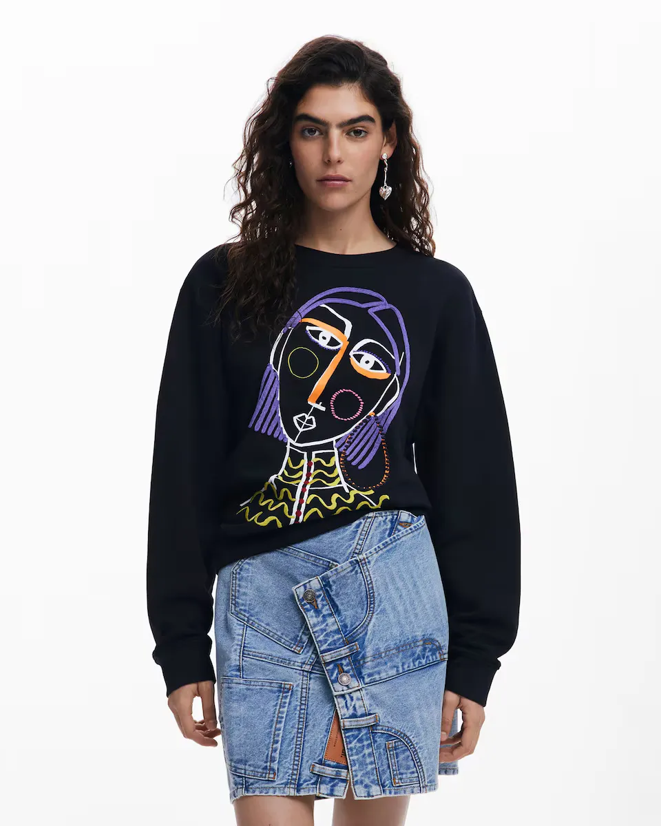 

Женская толстовка с круглым вырезом и принтом спереди Desigual, черный