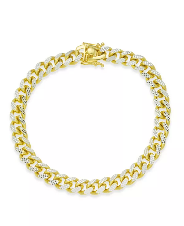 

Мужской двухцветный браслет-цепочка с кубинскими звеньями из стерлингового серебра с 14-каратным золотом и стерлингового серебра Italian Gold, gold