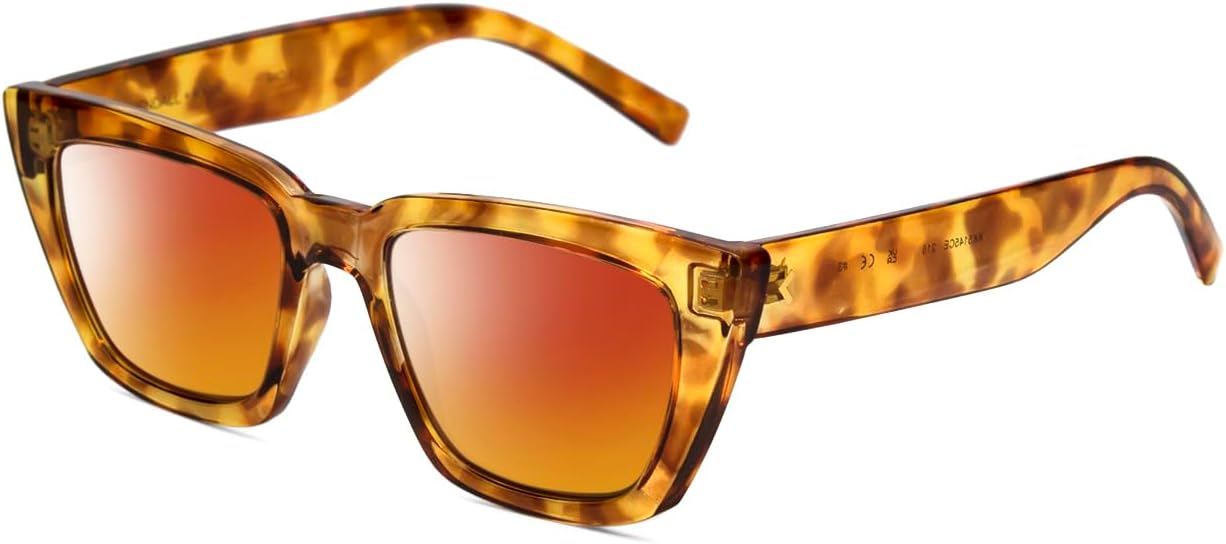 

Солнцезащитные очки Calabria K+K SADIE Square Polarized Sunglasses для женщин, дизайнерские солнцезащитные очки, модные солнцезащитные очки, стильные и элегантные, с защитой от УФ-излучения, Amber Demi Tortoise Havana Crystal