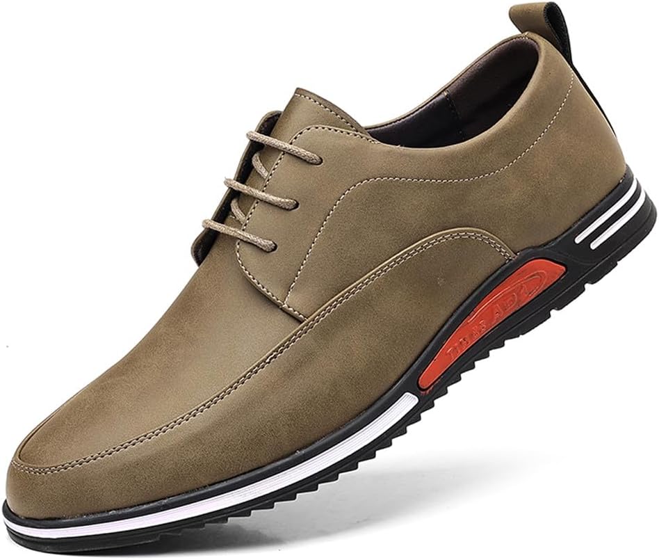 

Мужские оксфорды Стильные шнурованные Удобные повседневные для ходьбы и работы Деловые туфли для вождения Welrung, хаки