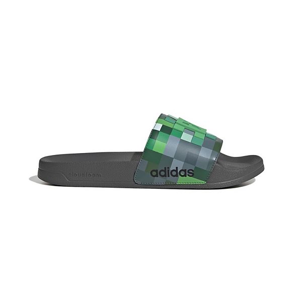 Мужские слайды Minecraft Adidas, Gray Four Green — фото 2