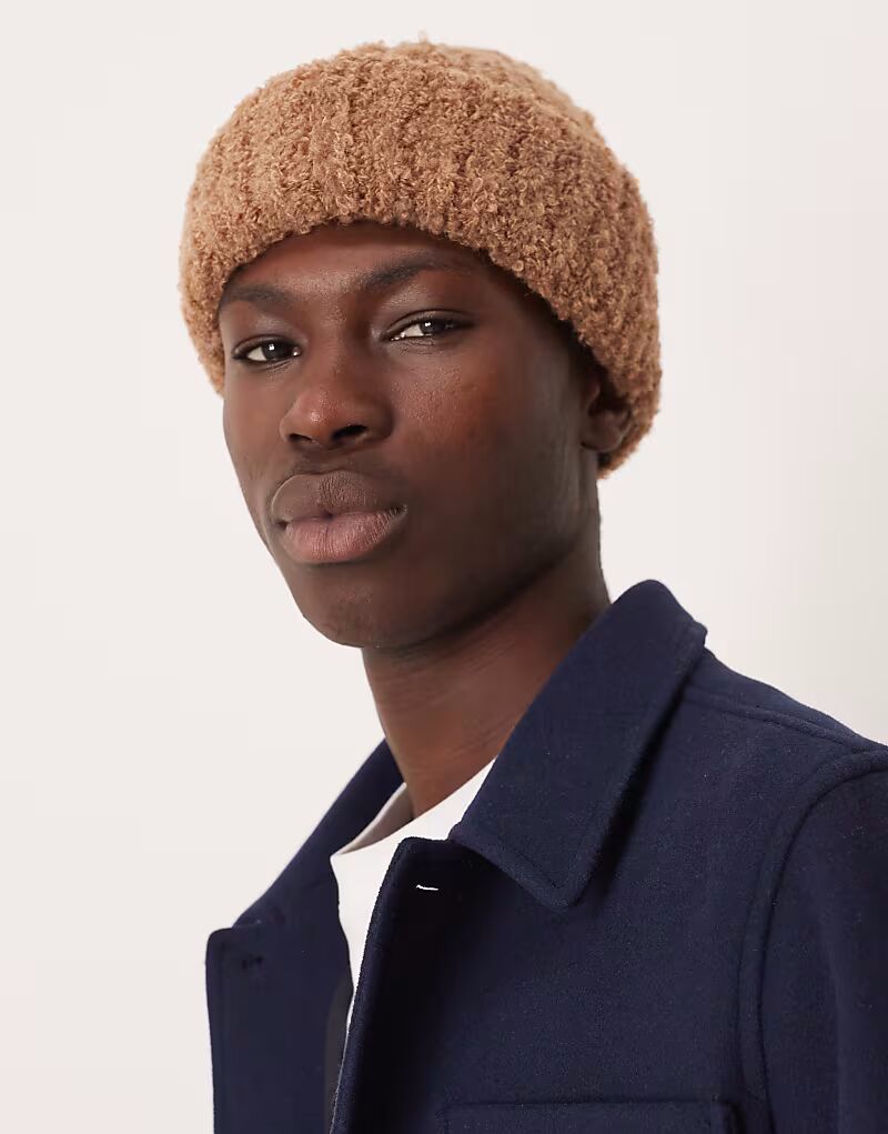 

Вязаная шапка-бини из толстой пряжи букле нейтрального цвета Asos Design