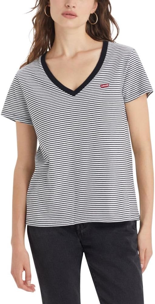 

Женская футболка Levi's Perfect с V-образным вырезом, (New) Annalise Stripe Cloud Dancer