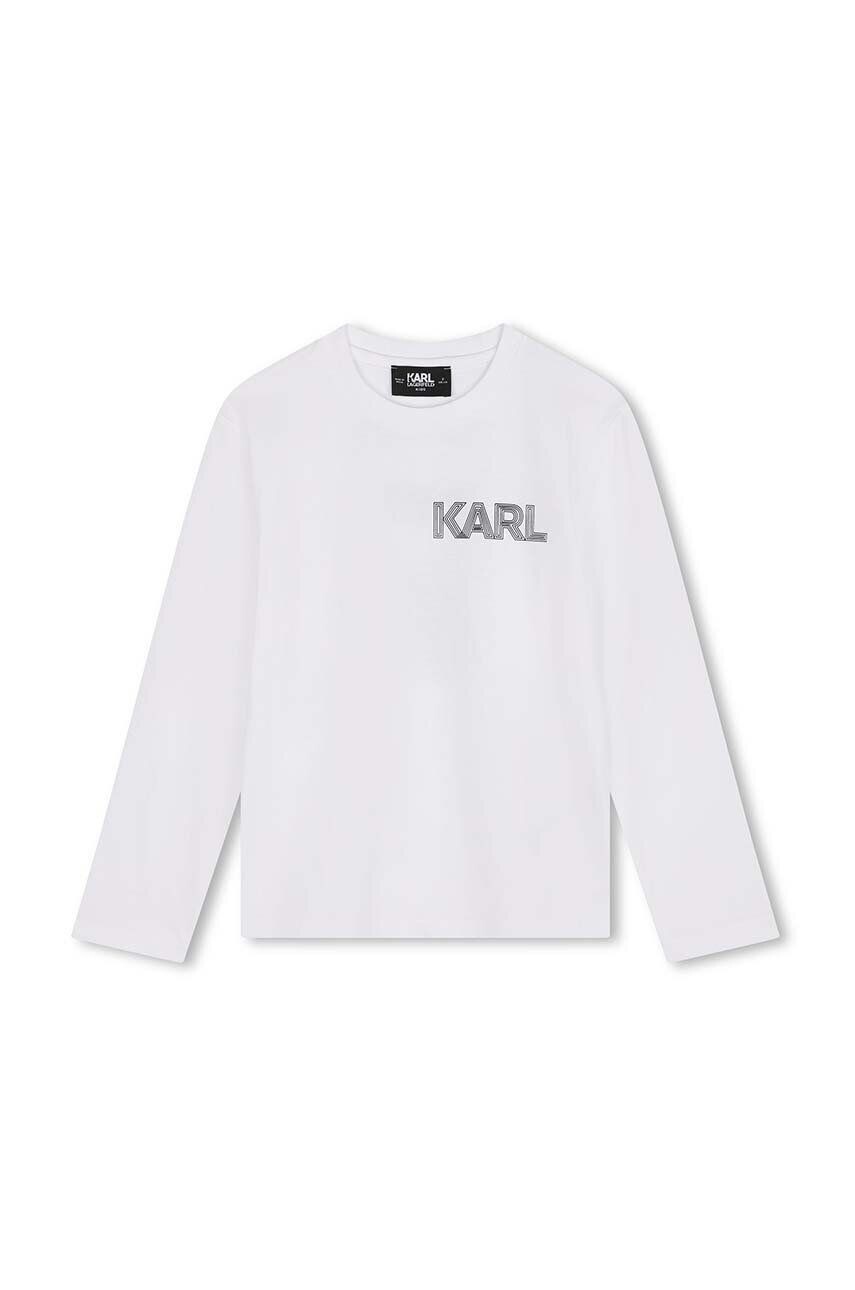 

Хлопковая рубашка с длинными рукавами Karl Lagerfeld для мальчиков, белый