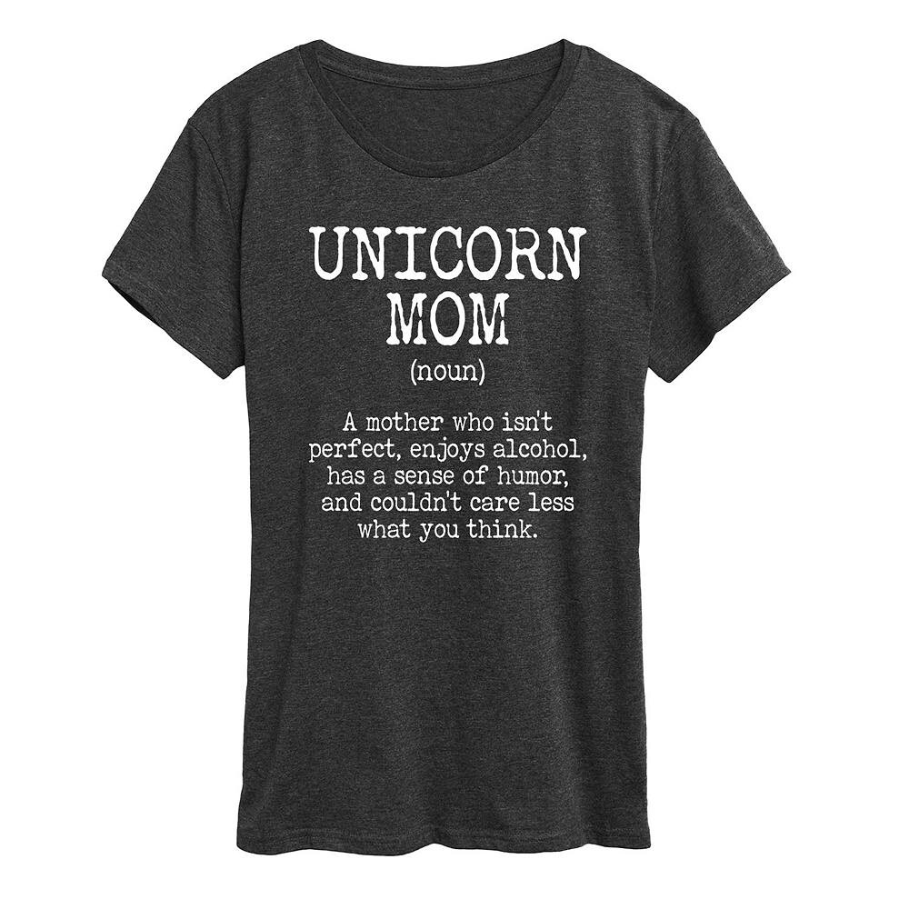 

Женская футболка с рисунком Unicorn Mom Definition, цвет Heather Charcoal