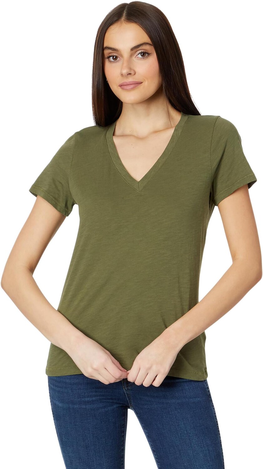 

Футболка Madewell Whisper Cotton V-Neck Tee, цвет Desert Olive