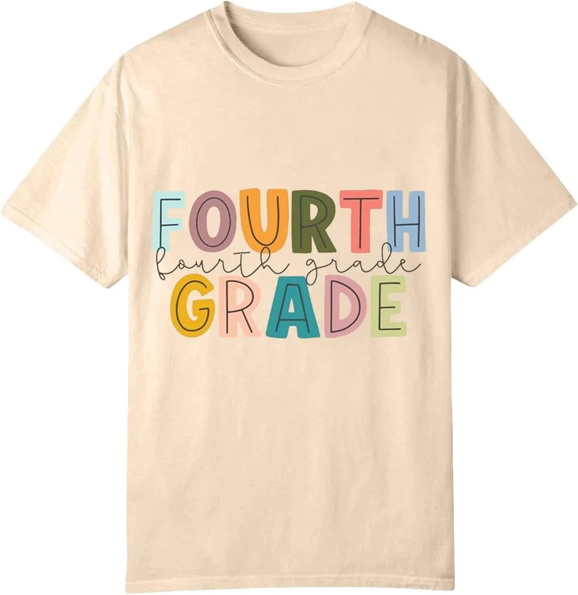 Футболка детская с коротким рукавом, Fourth Grade, бежевая — фото 3