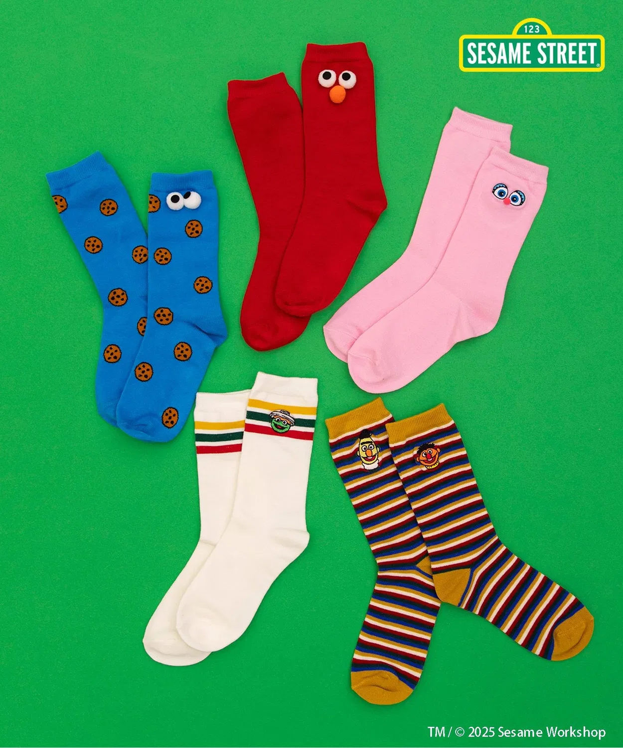 Носки Sesame Street с вышивкой, короткие, зеленые — фото 4
