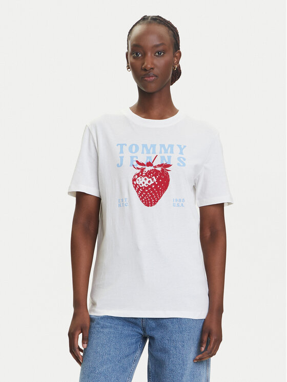 

Футболка свободного кроя Strawberry DW0DW20894 Tommy Jeans, белый