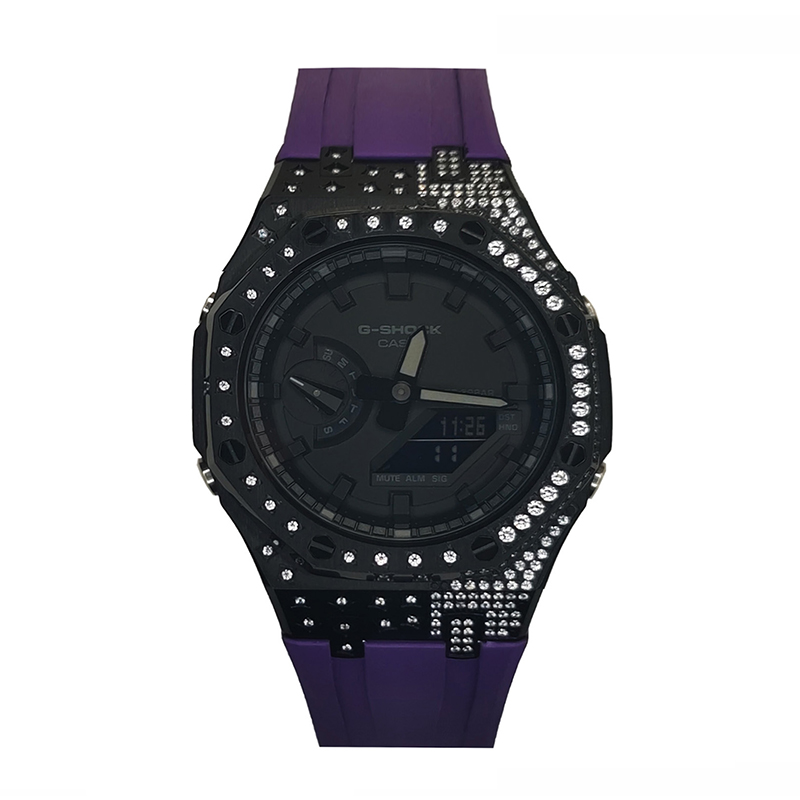 

CASIO Часы Men Liquid Crystal/Analog Dual Display Series Black Watch, Black Star Diamond Feather Purple