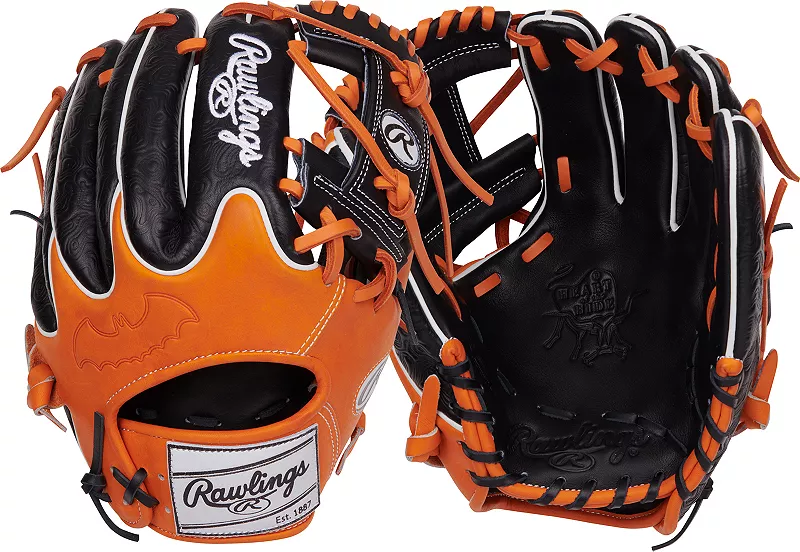 

Перчатки Rawlings 11,5 дюймов Heart of the Hide R2G, ограниченная серия «Хэллоуин», 2025 г, оранжевый/черный