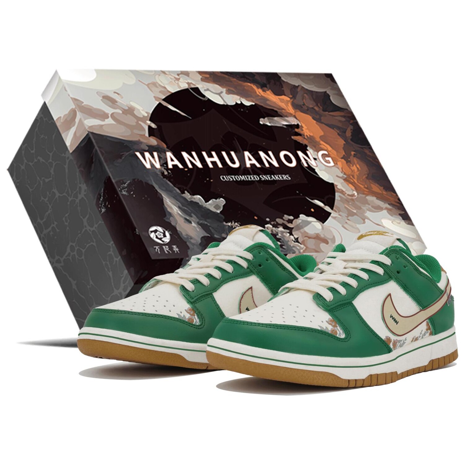 

Кроссовки Nike Dunk Skateboard Shoes Women's Low-Top White, зеленый