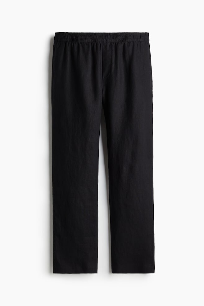 

Льняные брюки обычного кроя H&M, черный