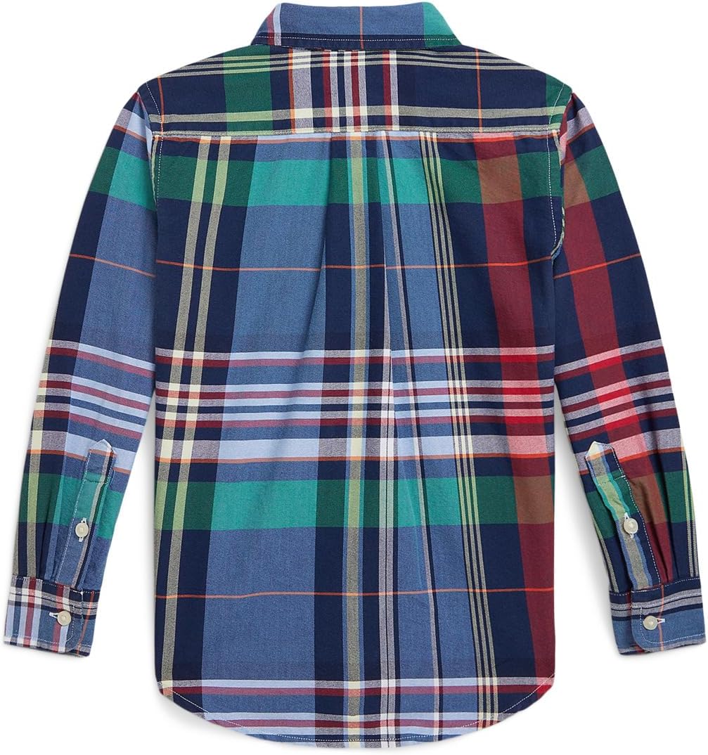 

Рубашка Polo Ralph Lauren Kids Plaid Cotton Oxford Shirt, цвет Blue/Red/Multi