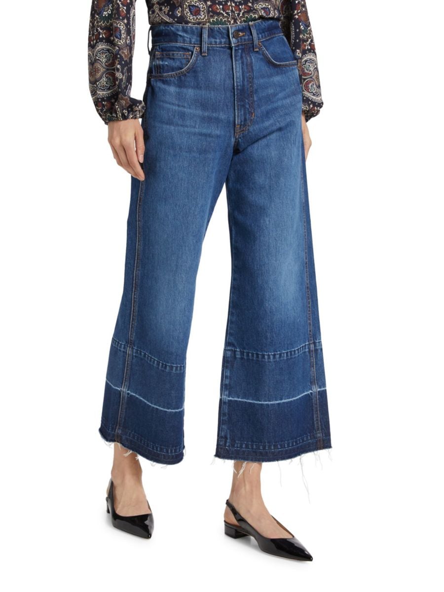 

Укороченные джинсы Taylor Wide-Leg Veronica Beard, цвет Bright Blue