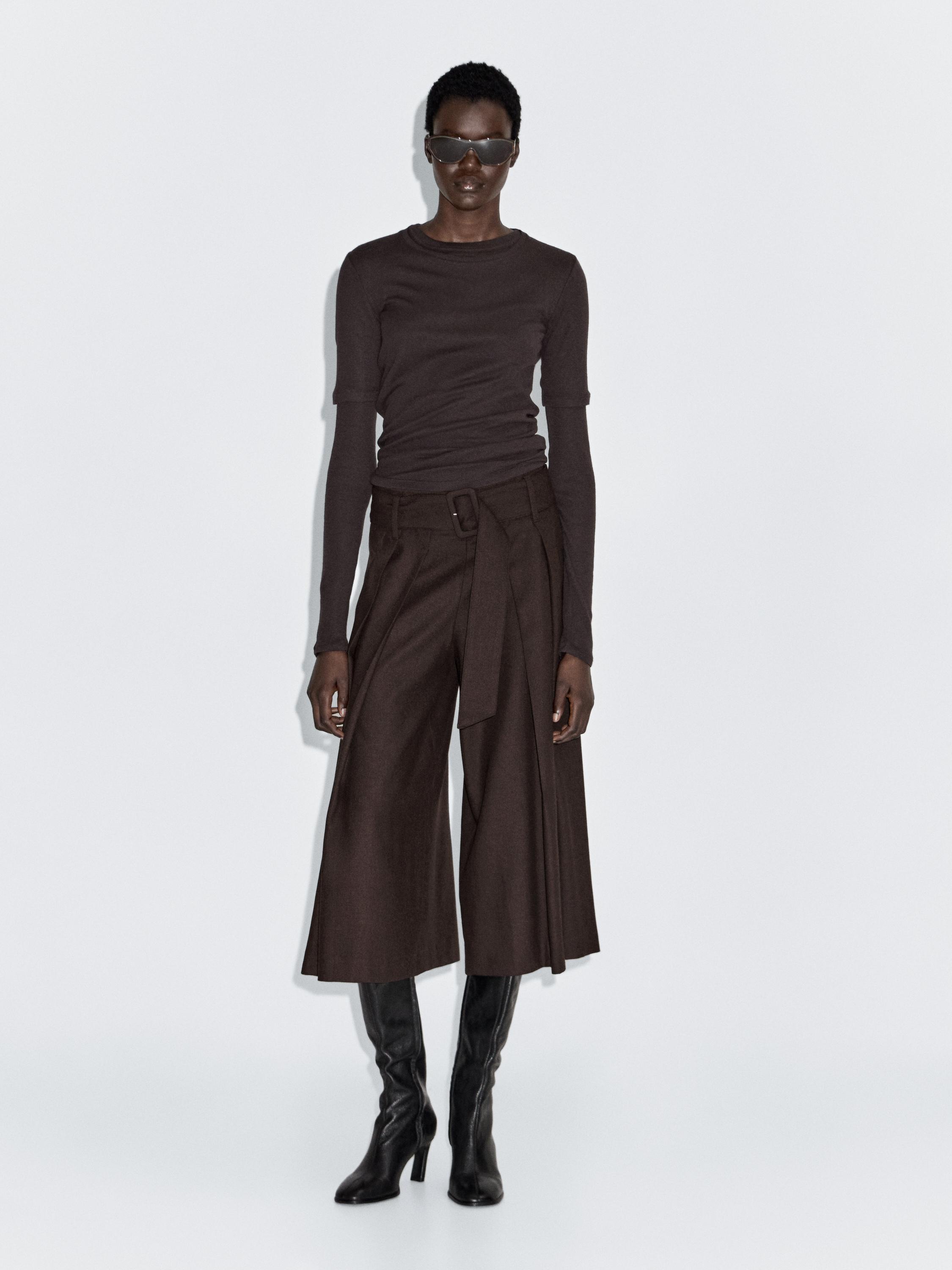 

Юбка-Шорты с поясом Massimo Dutti, коричневый