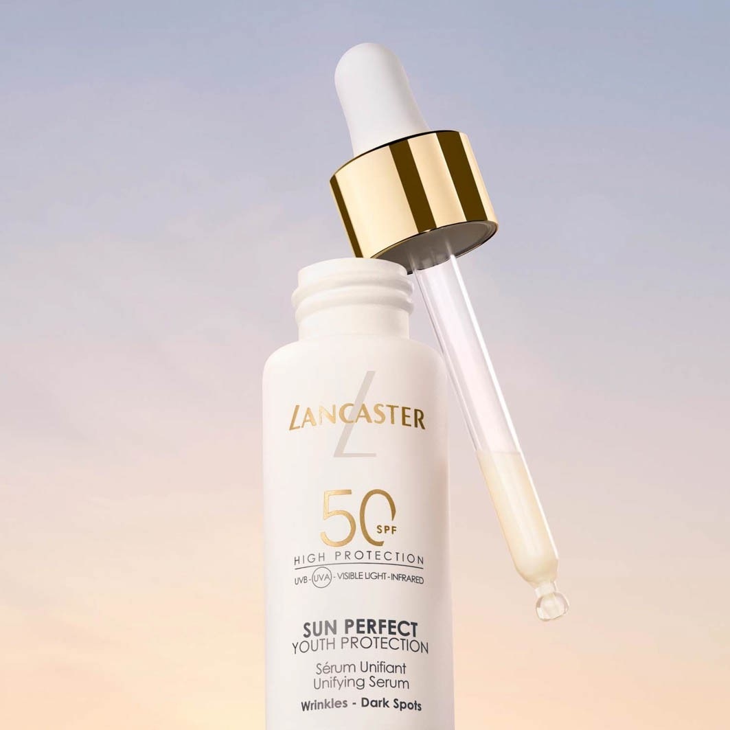 Солнцезащитный крем sun perfect infinite glow sun perfect unifying serum spf50 Lancaster, объем 30 мл — фото 4