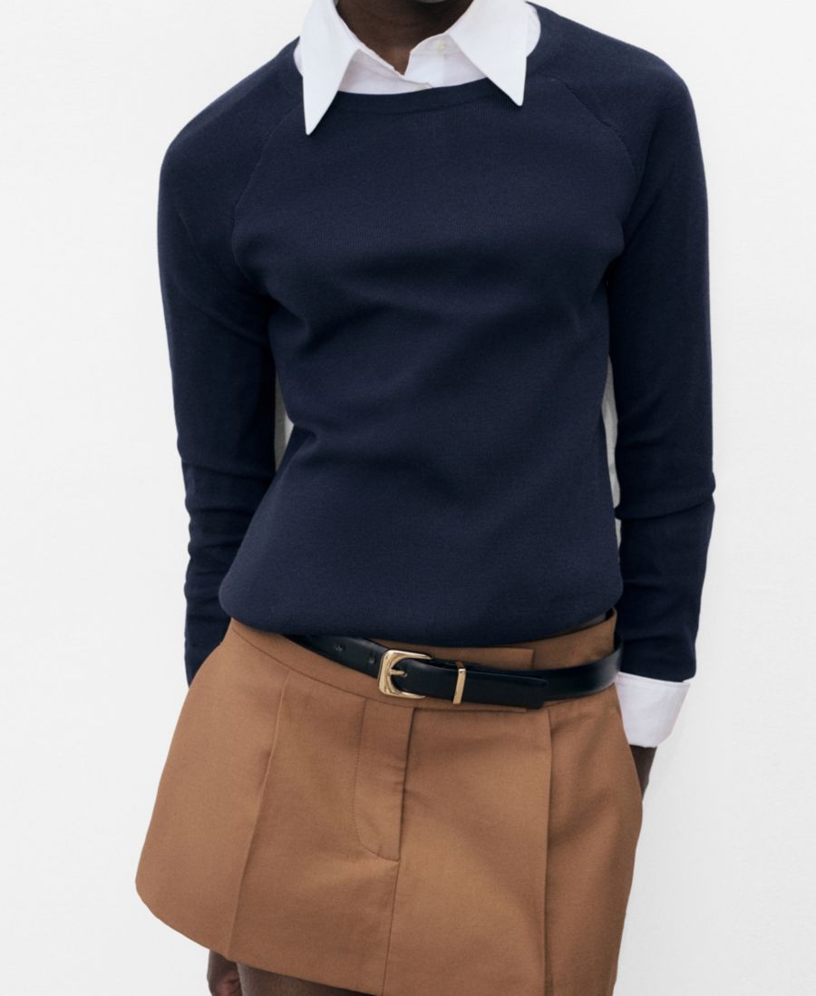 

Женский свитер с длинными рукавами из тонкой вязки MANGO, Dark Navy