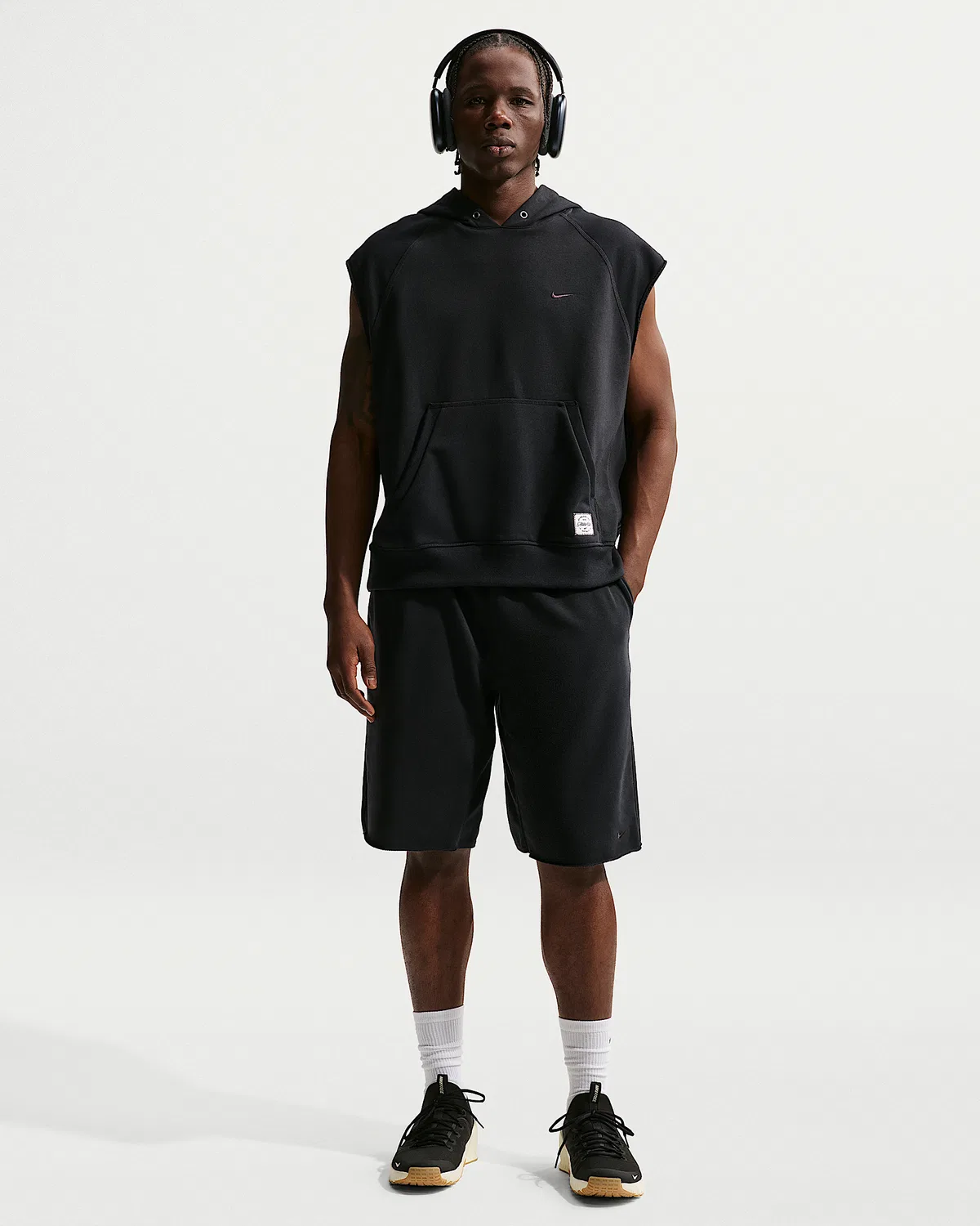 Мужские тренировочные шорты Nike N.A.C из флиса Dri-FIT, Black/Pale Ivory/Black