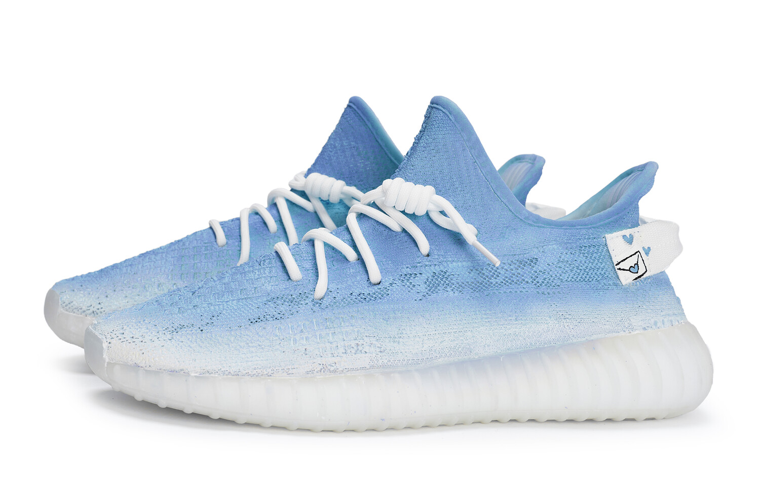 Кроссовки adidas originals Yeezy Boost 350 V2 Lifestyle Shoes Unisex Low-top White/Royal Blue/Fern Green, синий/белый — фото 3