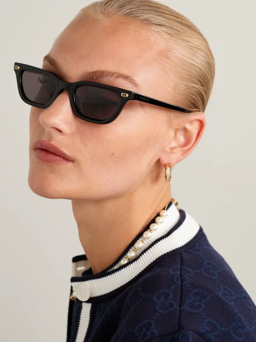 Солнцезащитные очки из ацетата в форме "кошачий глаз" Gucci Eyewear, черный — фото 2