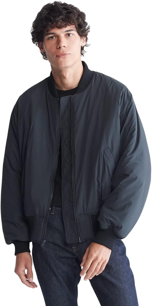 

Мужская матовая куртка-бомбер на молнии с логотипом Calvin Klein Mens, Black Beauty